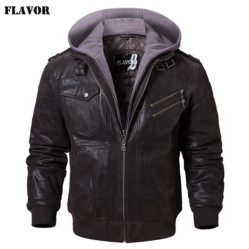 Men's, Leather, Jacket, black, casual, zip up, hooded