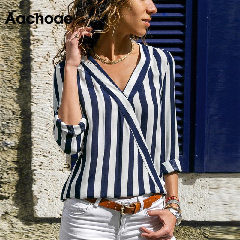 Womens, Long, Sleeve, Striped, Blouse, shirt