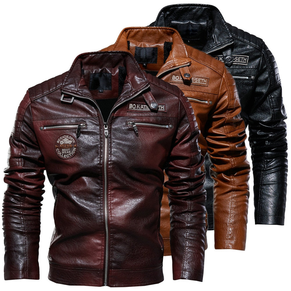 Leather, Jacket, Mens, Winter, Fleece,  Motorcycle, PU,  Casual, Windbreaker, Hombre, Slim, Coat, brown, black, zipup, fashion, coat