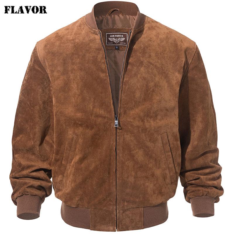 Genuine, mens, brown, Baseball, Bomber, Leather, jacket