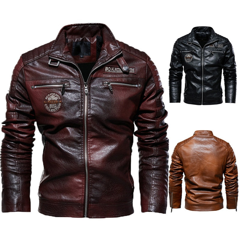 Leather, Jacket, Mens, Winter, Fleece,  Motorcycle, PU,  Casual, Windbreaker, Hombre, Slim, Coat, brown, black, zipup, fashion, coat