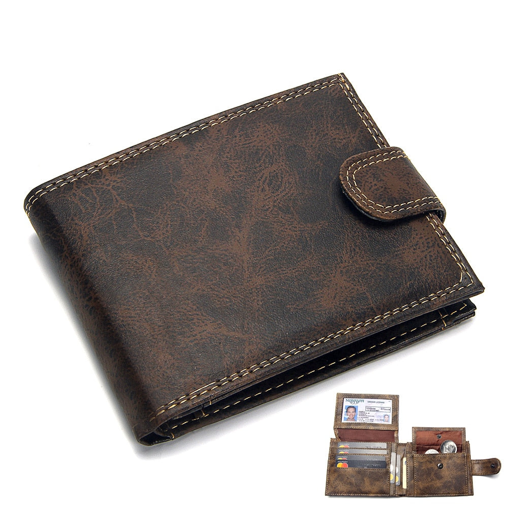 Mens, Wallet, Leather, PU, Bifold, Wallets,   Hasp, Vintage, brown, accessories, fashion, card, holder