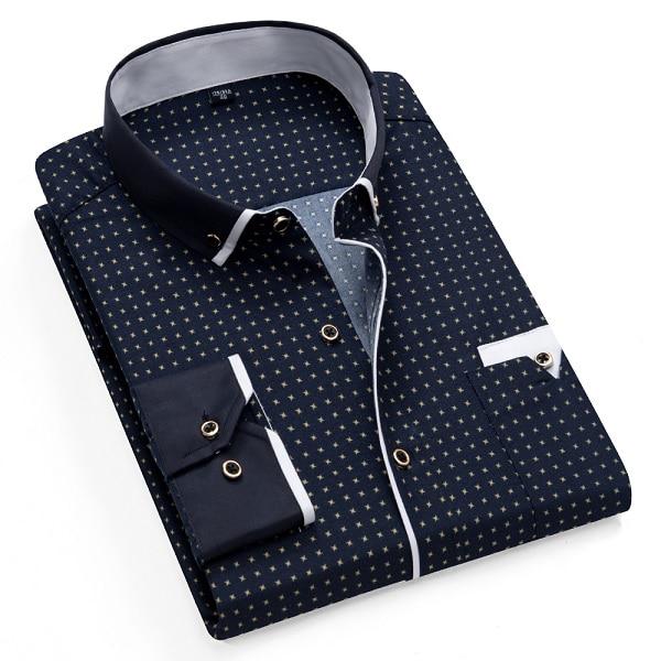 Mens, Printed, Dot, Long-Sleeved, Casual, Shirt