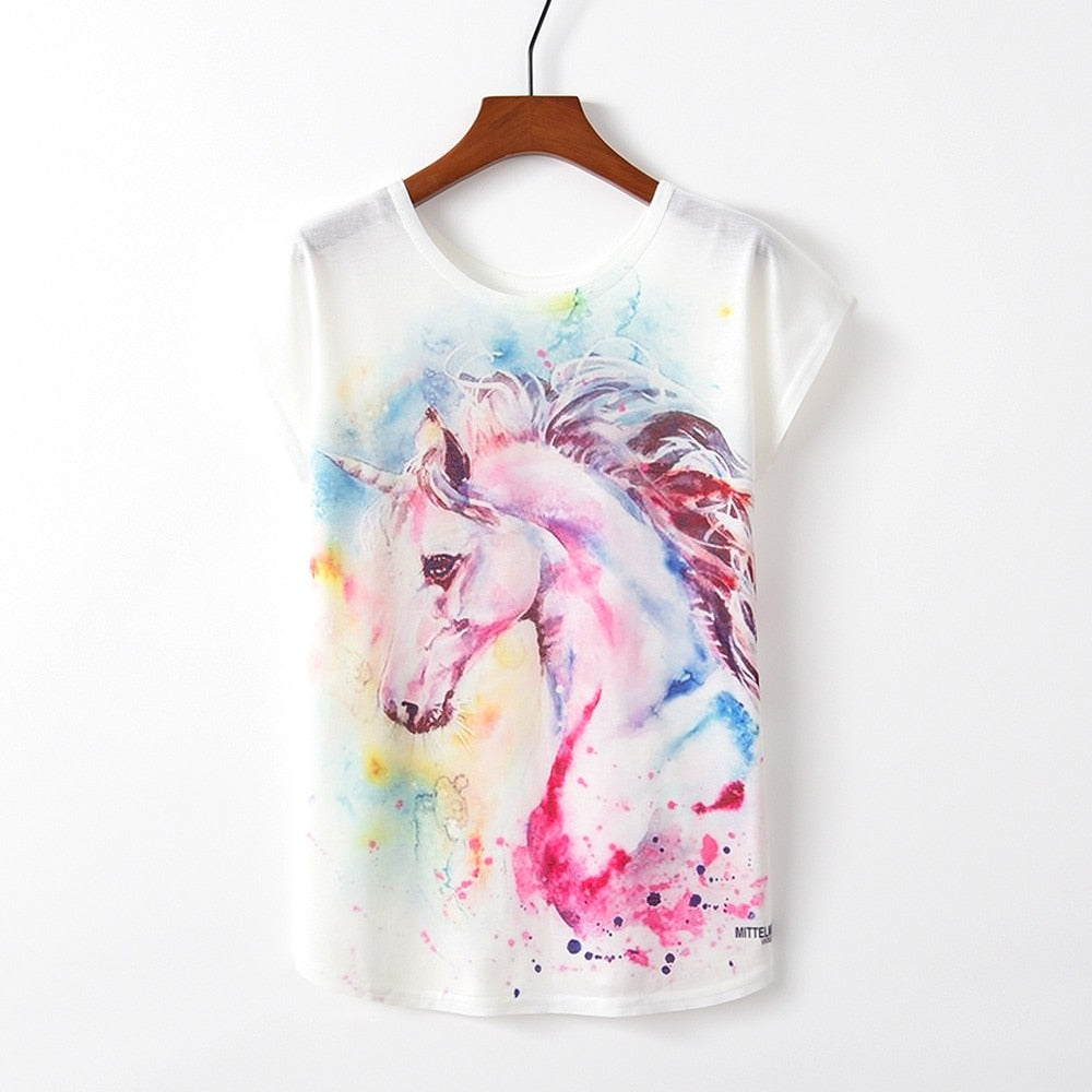 Womens, plain, T-shirt, horse