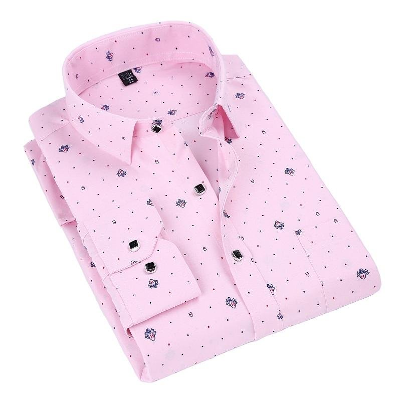 Mens, Printed, Dot, Long-Sleeved, Casual, Shirt