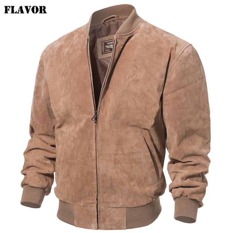 Genuine, mens, brown, Baseball, Bomber, Leather, jacket