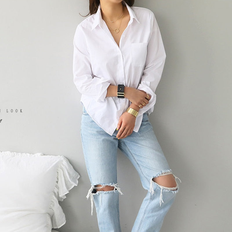 Womens, Long, white, Blouse, shirt