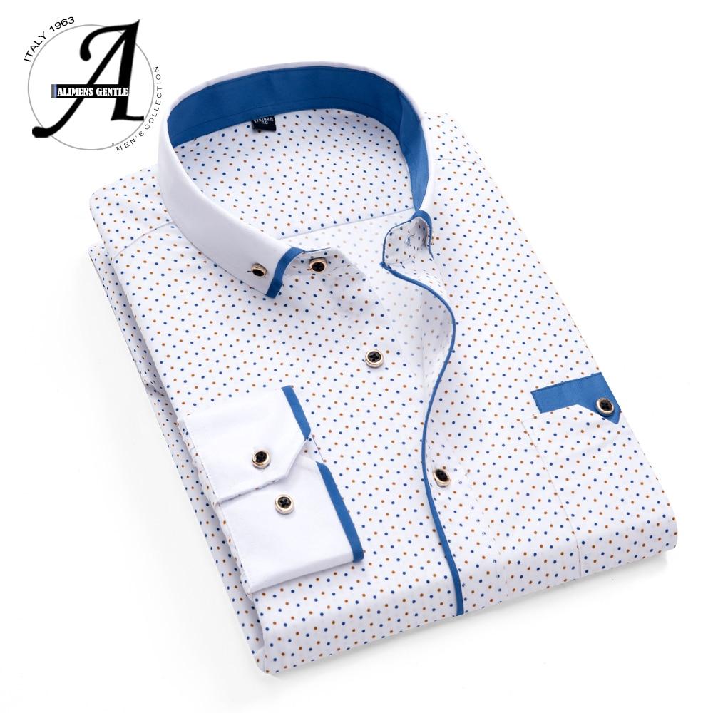 Mens, Printed, Dot, Long-Sleeved, Casual, Shirt