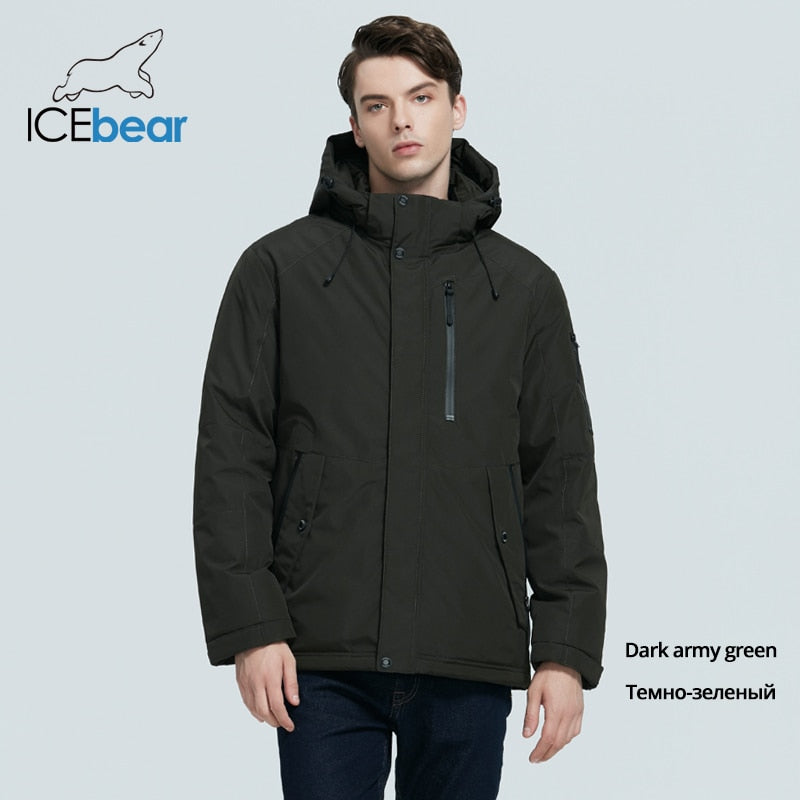 mens, ICEbear, winter, cotton, hooded, coat, warm  jacket, fashion, zipper, polyester, yellow,  fashion, jacket