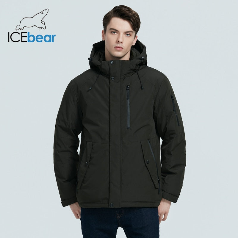 mens, ICEbear, winter, cotton, hooded, coat, warm  jacket, fashion, zipper, polyester, yellow,  fashion, jacket