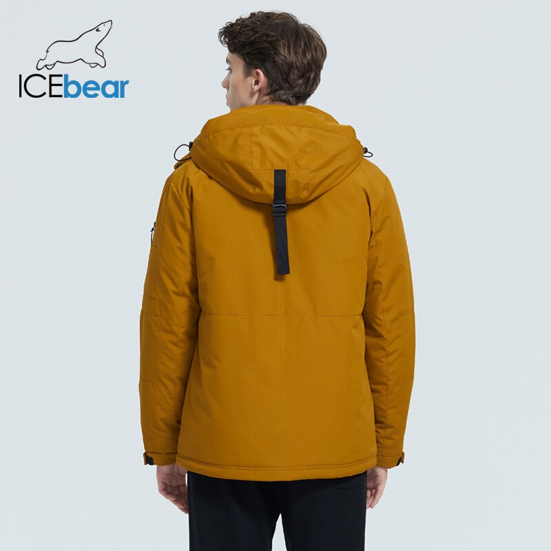 mens, ICEbear, winter, cotton, hooded, coat, warm  jacket, fashion, zipper, polyester, yellow,  fashion, jacket