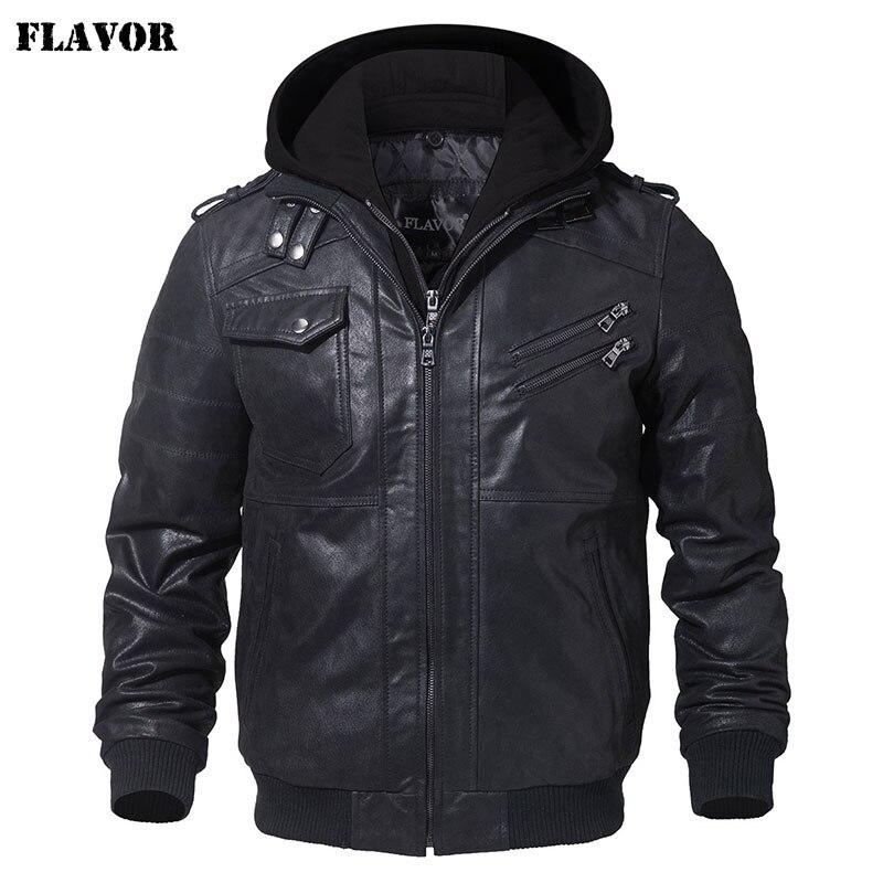 Men's, Leather, Jacket, black casual, zip up, hooded