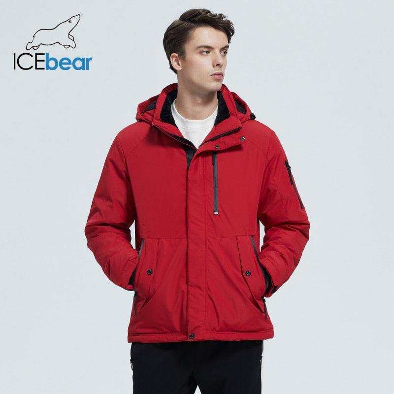 mens, ICEbear, winter, cotton, hooded, coat, warm  jacket, fashion, zipper, polyester, yellow,  fashion, jacket