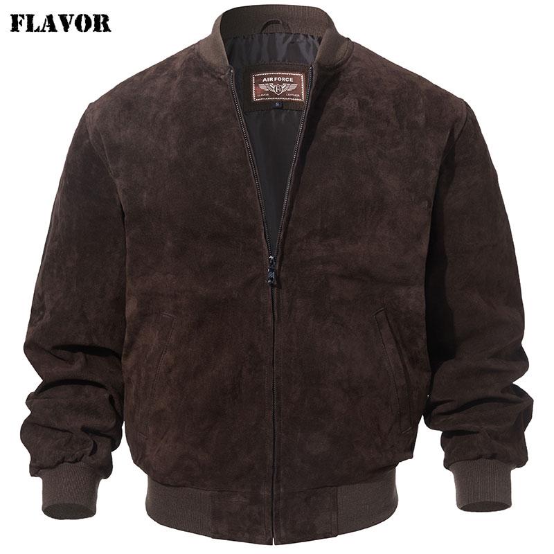 Genuine, mens, brown, Baseball, Bomber, Leather, jacket