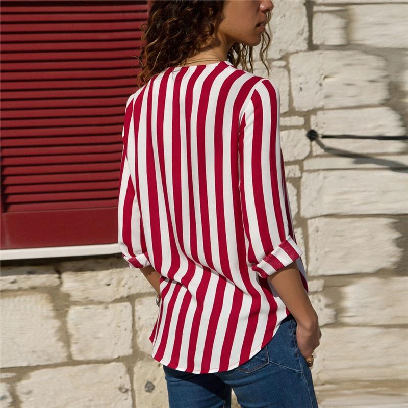 Womens, Long, Sleeve, Striped, Blouse, shirt